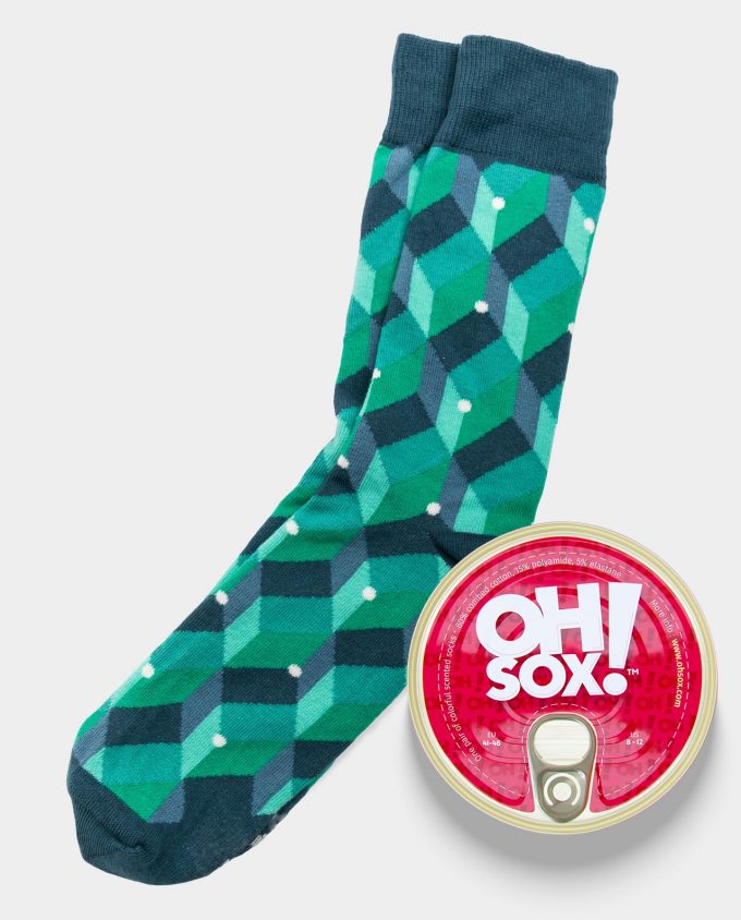 Oh Sox Colorful scented socks Green Dot Cube kvepiančios kojinės