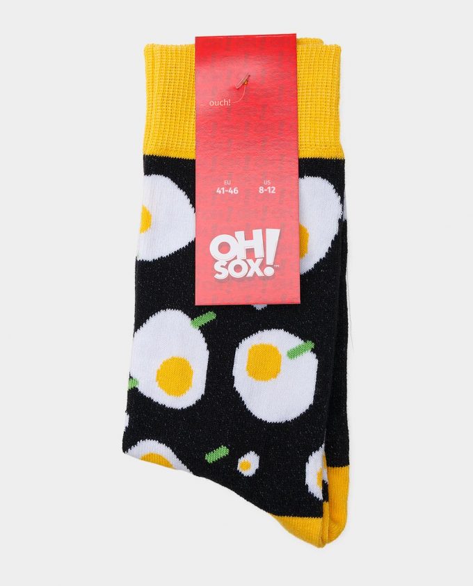 Oh Sox, spalvotos kojinės, raštuotos kojinės, popierinė etiketė, Egg